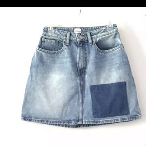 Calvin Klein Patchwork Jean Skirt Women's NEW